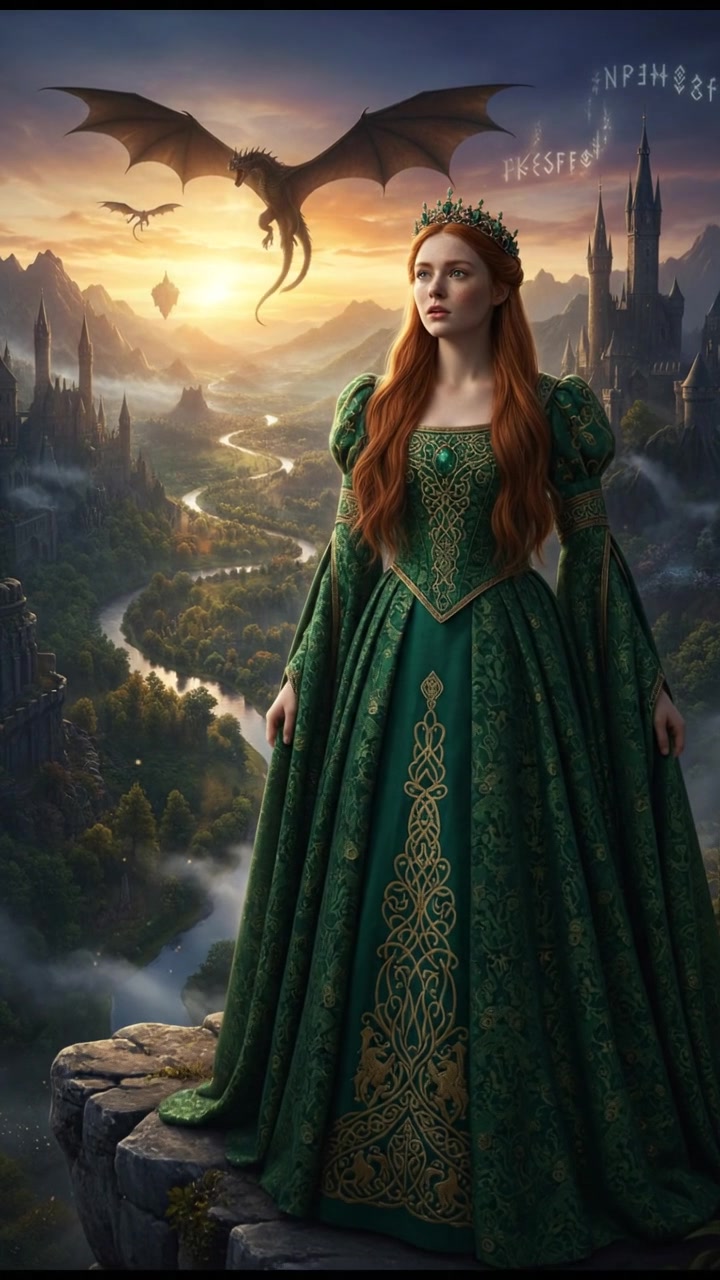 standing on a cliff at sunrise, realizing the vastness of the magical world ahead