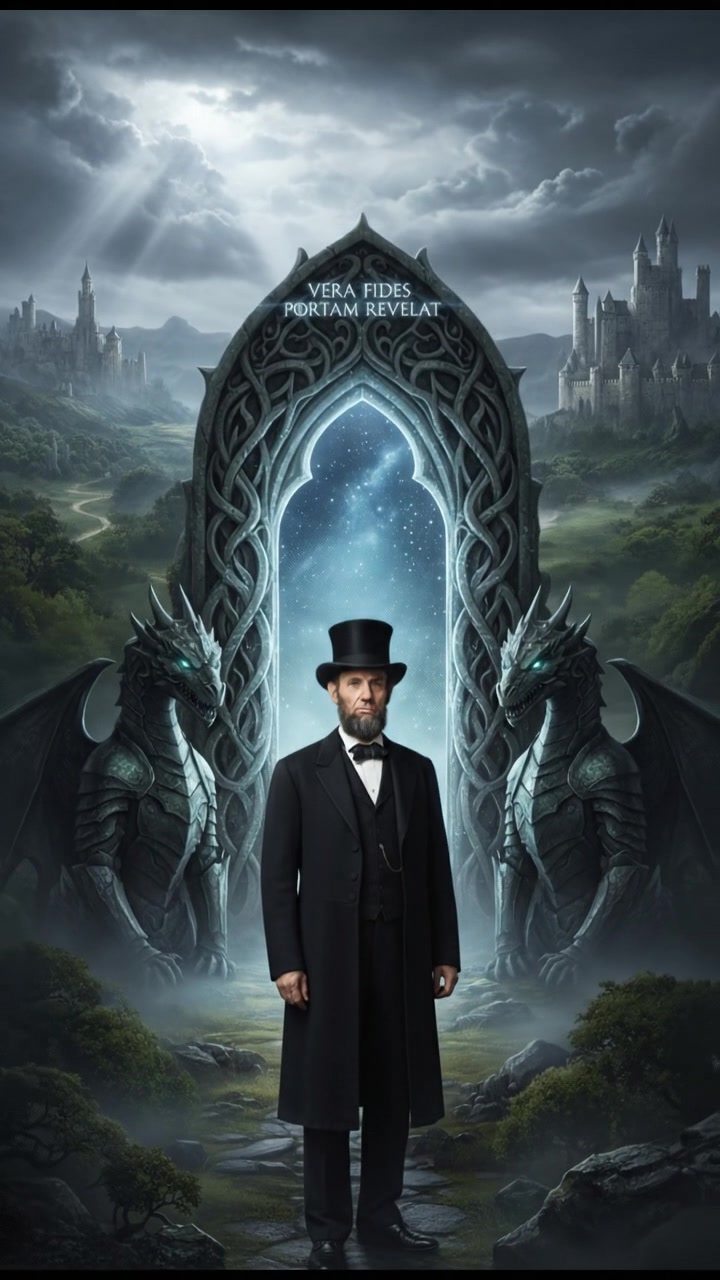 standing before a magical gate or portal that can only be opened by true devotion