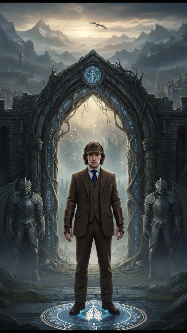 standing before a magical gate or portal that can only be opened by true devotion