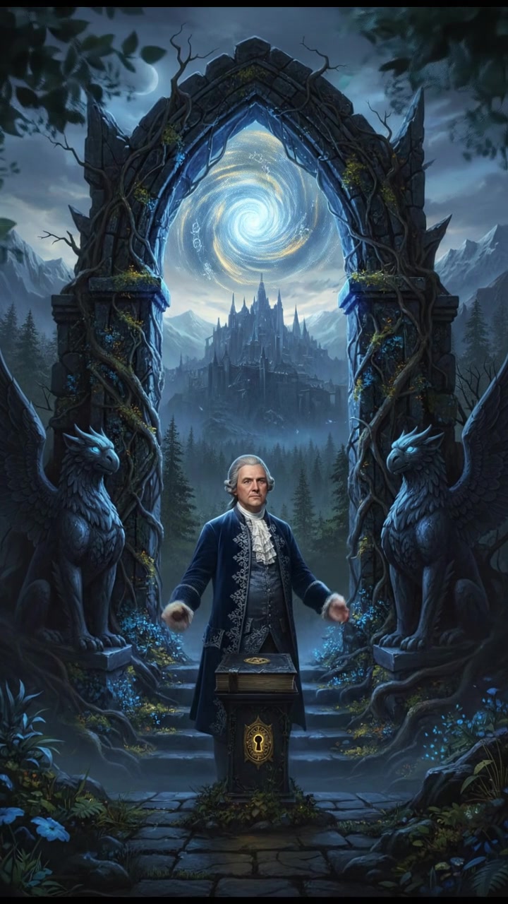 standing before a magical gate or portal that can only be opened by true devotion