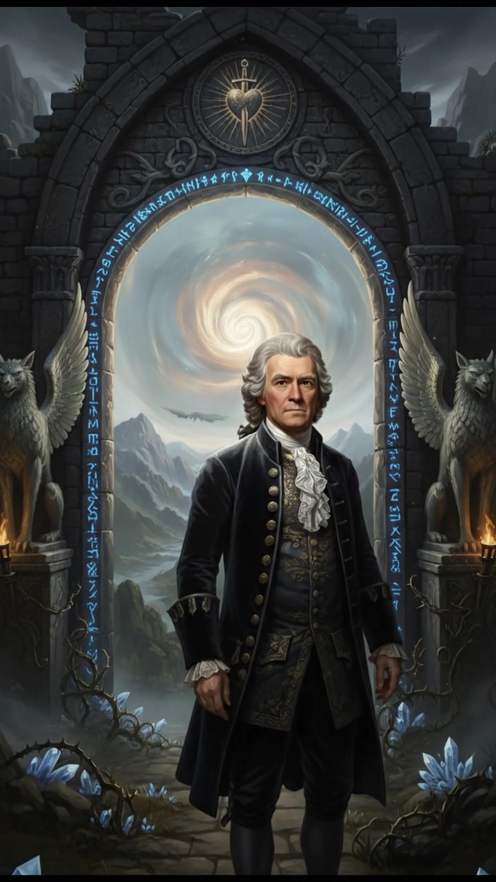 standing before a magical gate or portal that can only be opened by true devotion