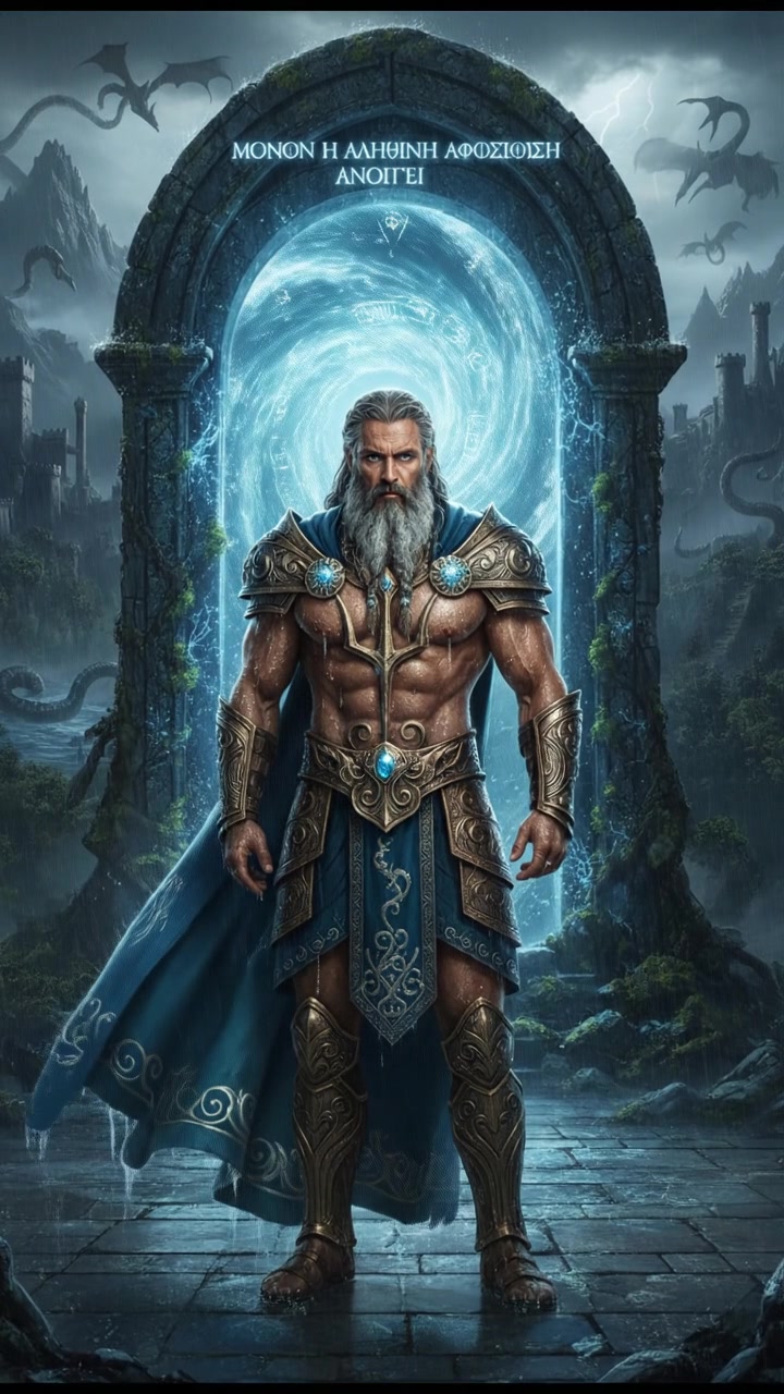 standing before a magical gate or portal that can only be opened by true devotion