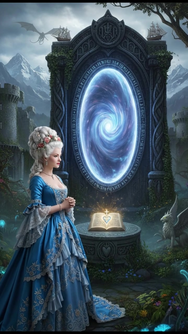 standing before a magical gate or portal that can only be opened by true devotion