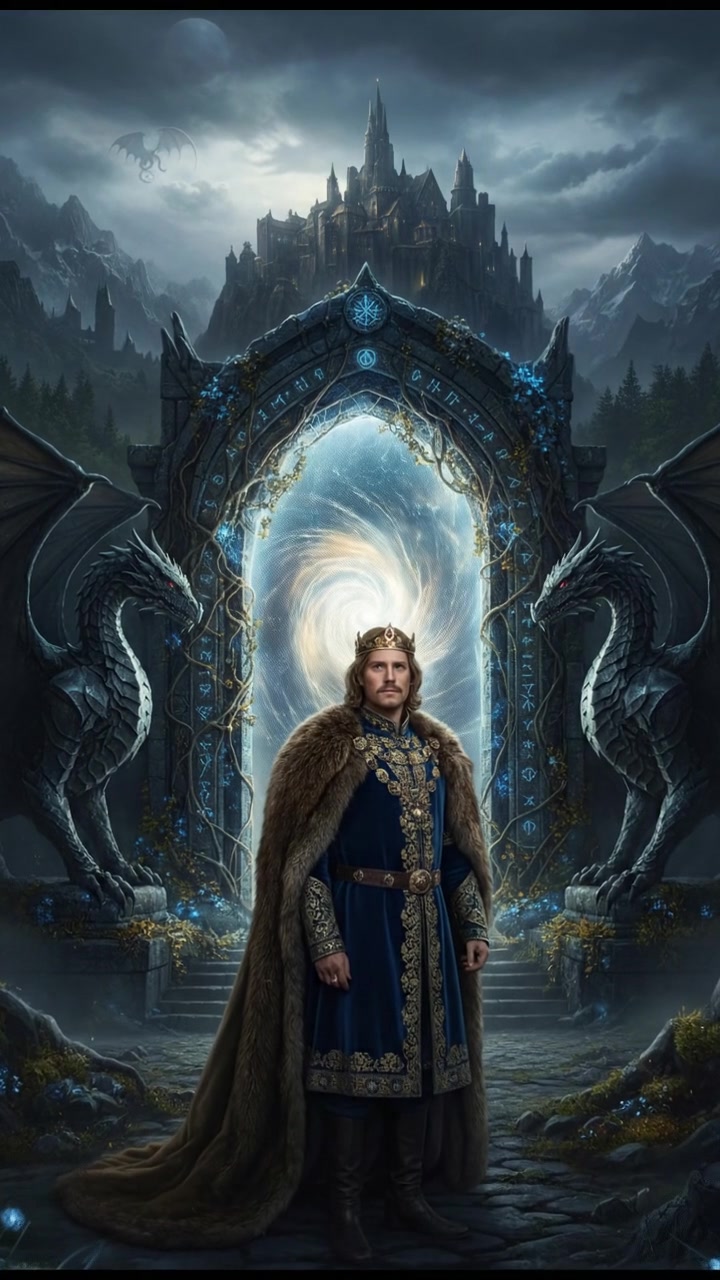 standing before a magical gate or portal that can only be opened by true devotion