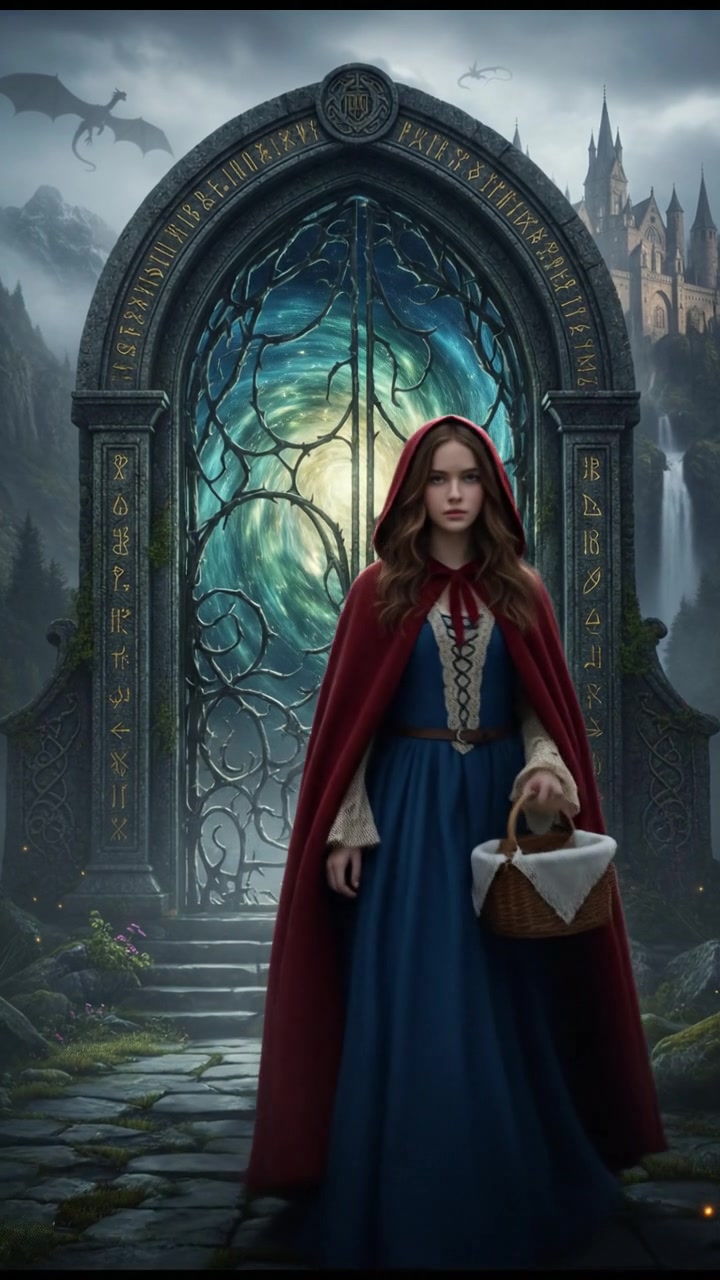 standing before a magical gate or portal that can only be opened by true devotion