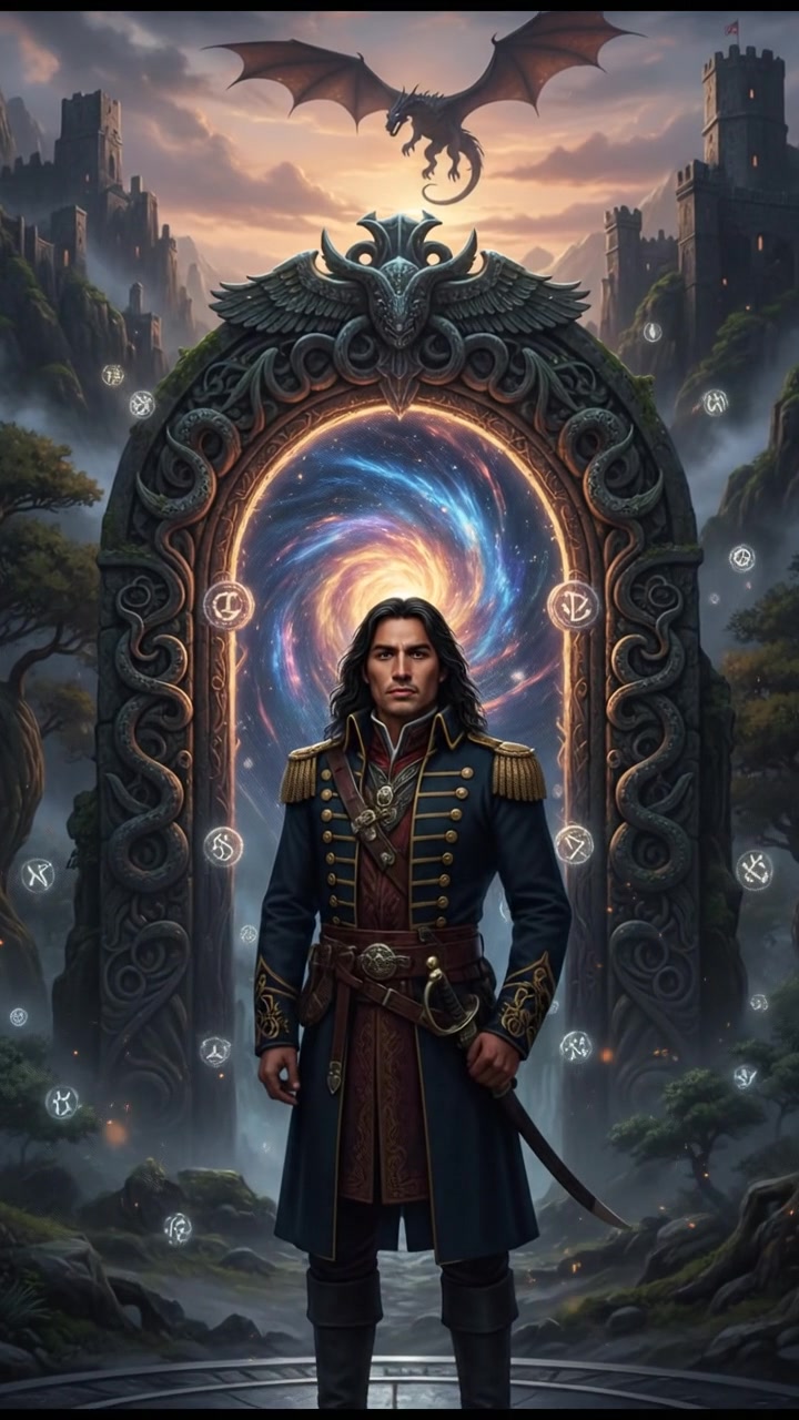 standing before a magical gate or portal that can only be opened by true devotion