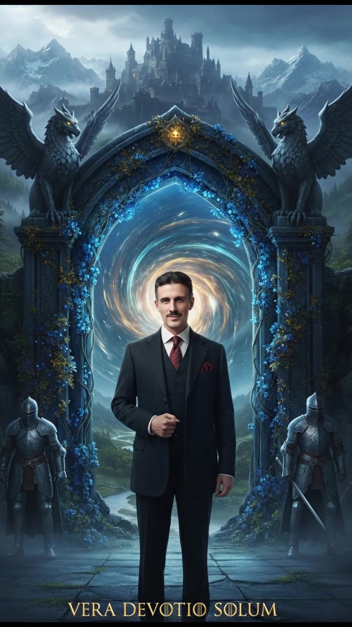 standing before a magical gate or portal that can only be opened by true devotion