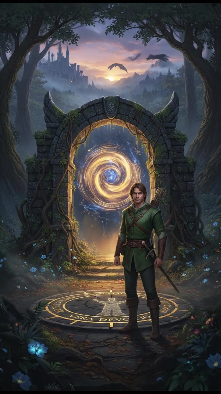 standing before a magical gate or portal that can only be opened by true devotion