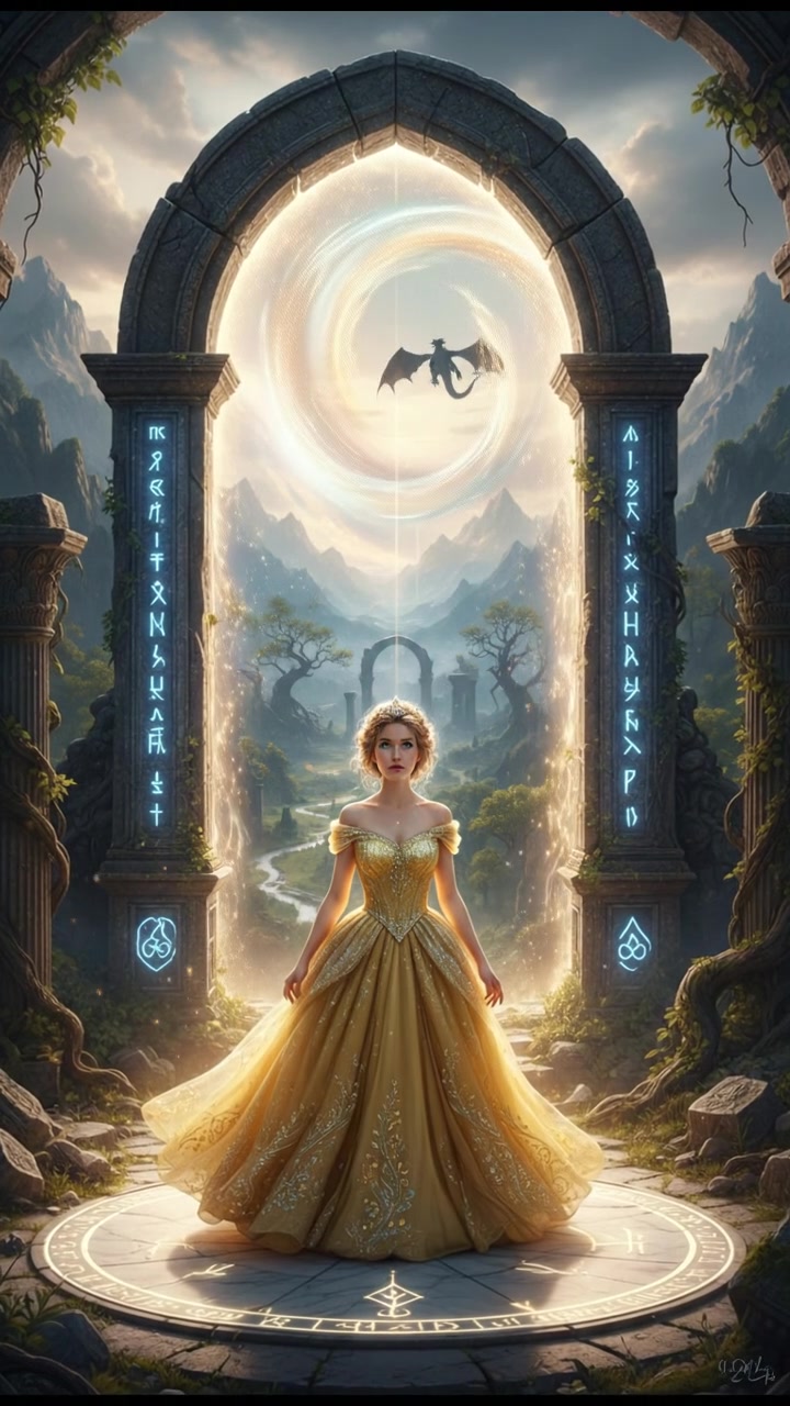 standing before a magical gate or portal that can only be opened by true devotion