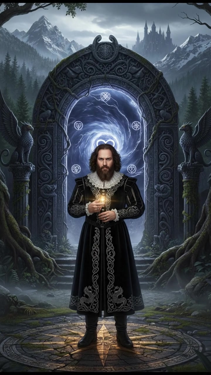 standing before a magical gate or portal that can only be opened by true devotion