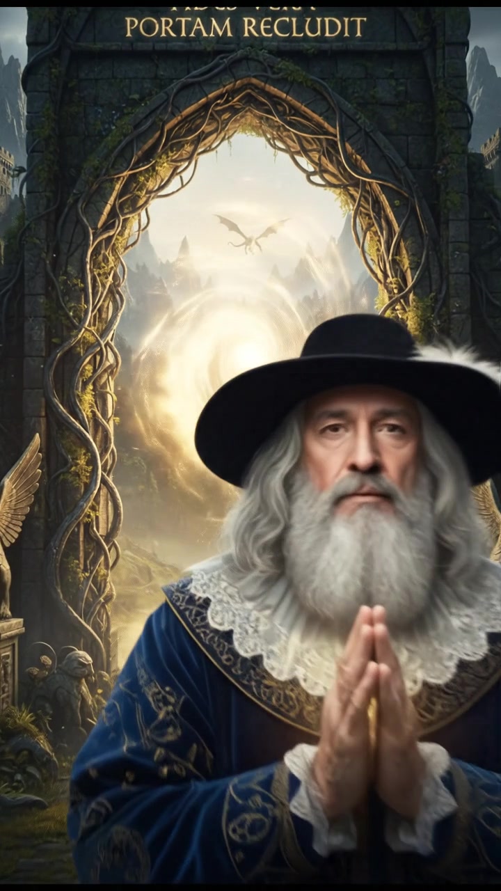 standing before a magical gate or portal that can only be opened by true devotion