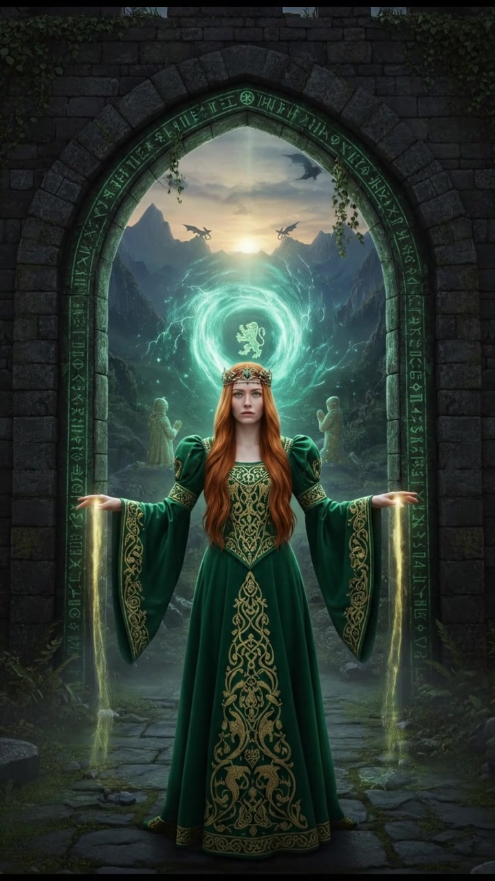 standing before a magical gate or portal that can only be opened by true devotion