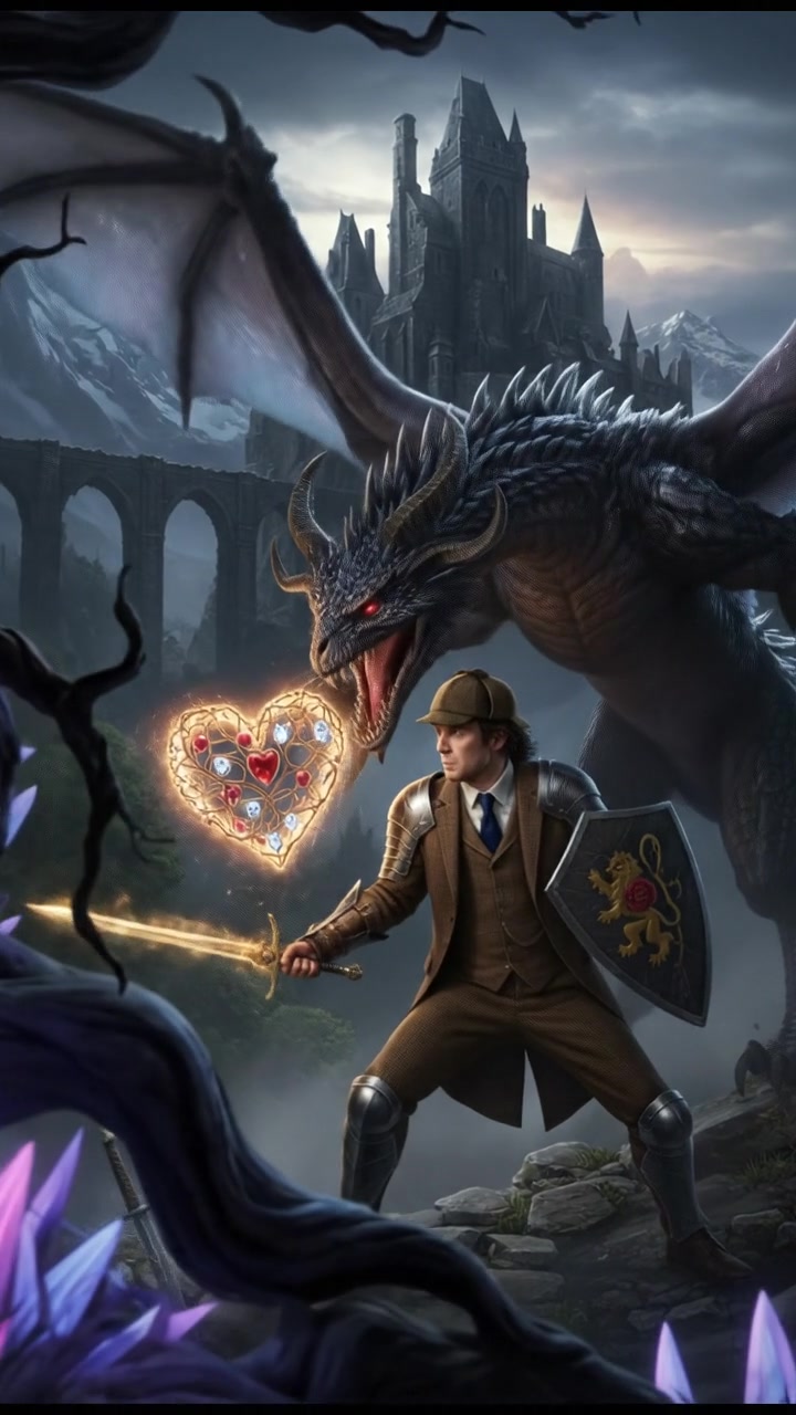 fighting a mythical creature to retrieve a rare artifact symbolizing love