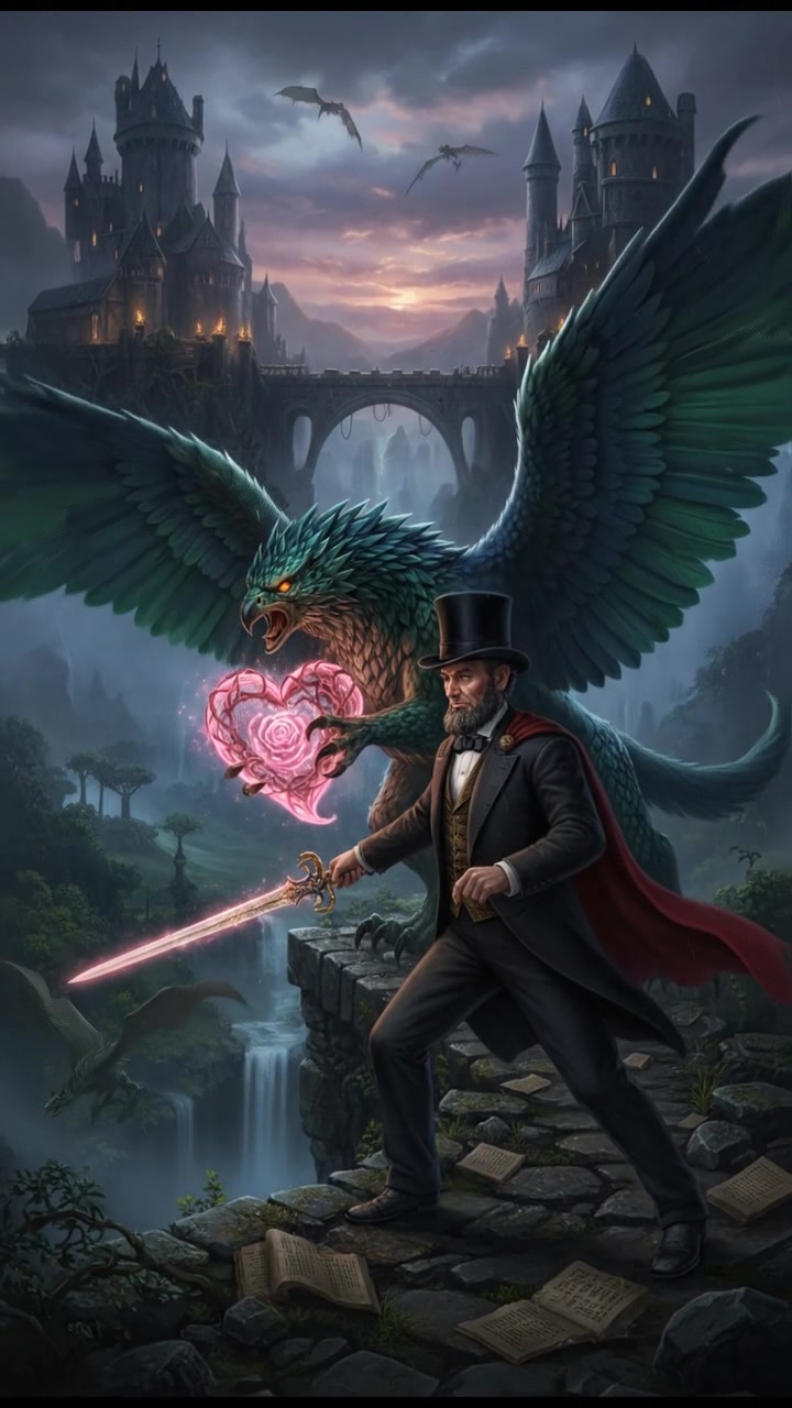 fighting a mythical creature to retrieve a rare artifact symbolizing love