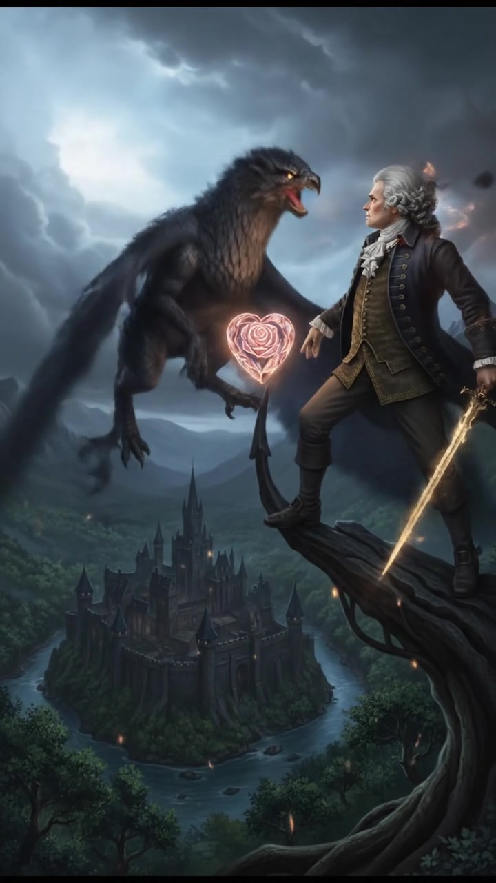 fighting a mythical creature to retrieve a rare artifact symbolizing love