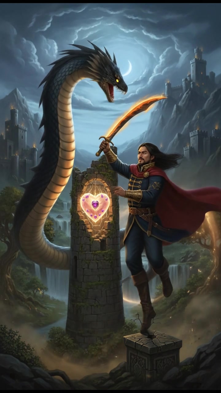 fighting a mythical creature to retrieve a rare artifact symbolizing love