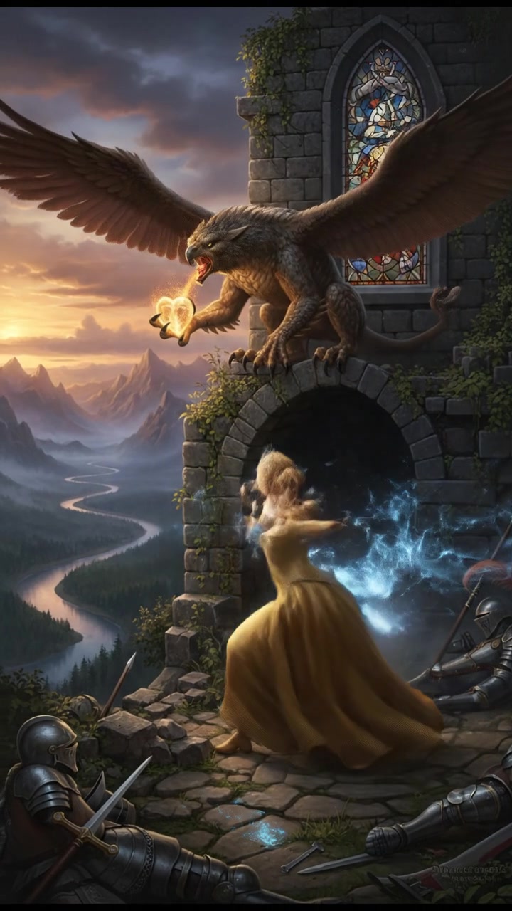 fighting a mythical creature to retrieve a rare artifact symbolizing love