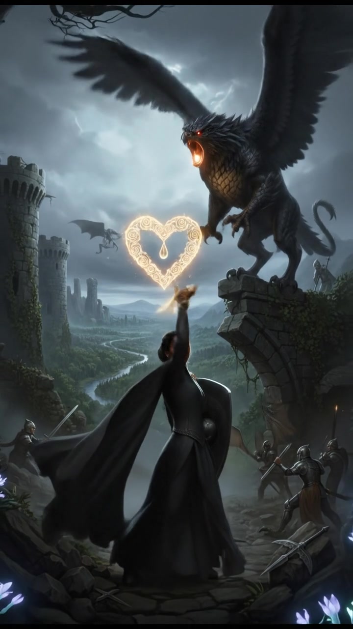 fighting a mythical creature to retrieve a rare artifact symbolizing love