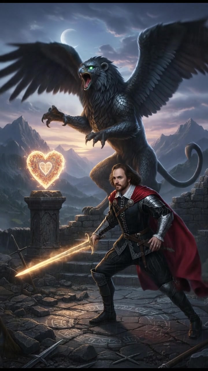 fighting a mythical creature to retrieve a rare artifact symbolizing love