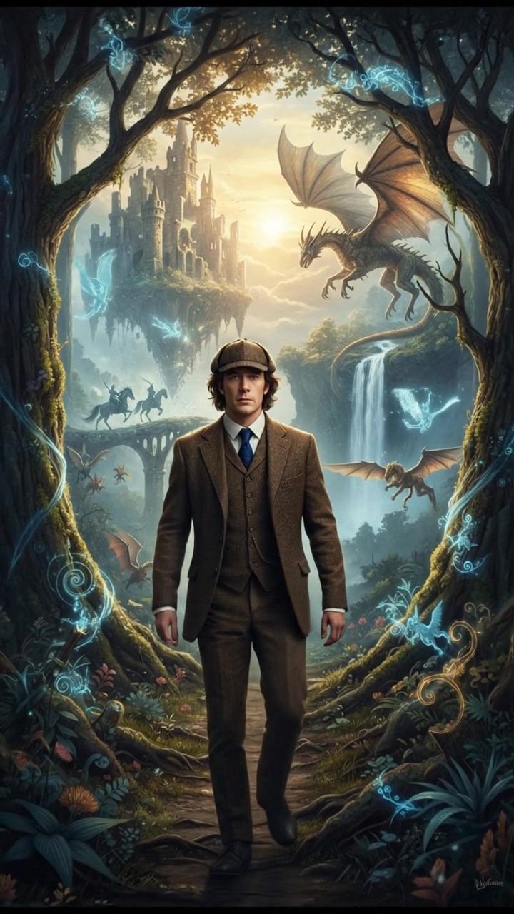 traveling through an enchanted forest where illusions test their heart and resolve