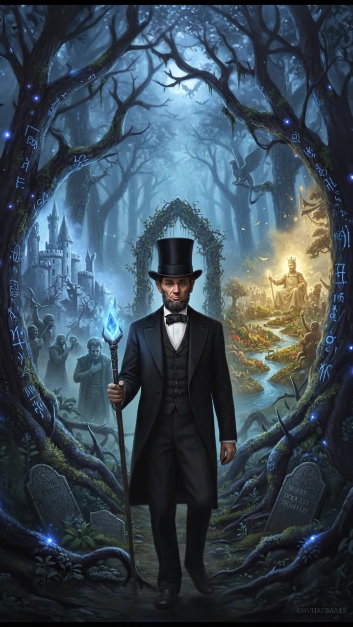 traveling through an enchanted forest where illusions test their heart and resolve