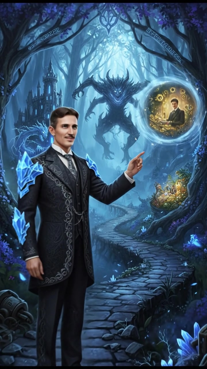 traveling through an enchanted forest where illusions test their heart and resolve