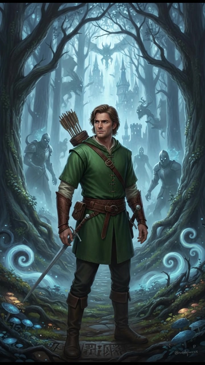 traveling through an enchanted forest where illusions test their heart and resolve