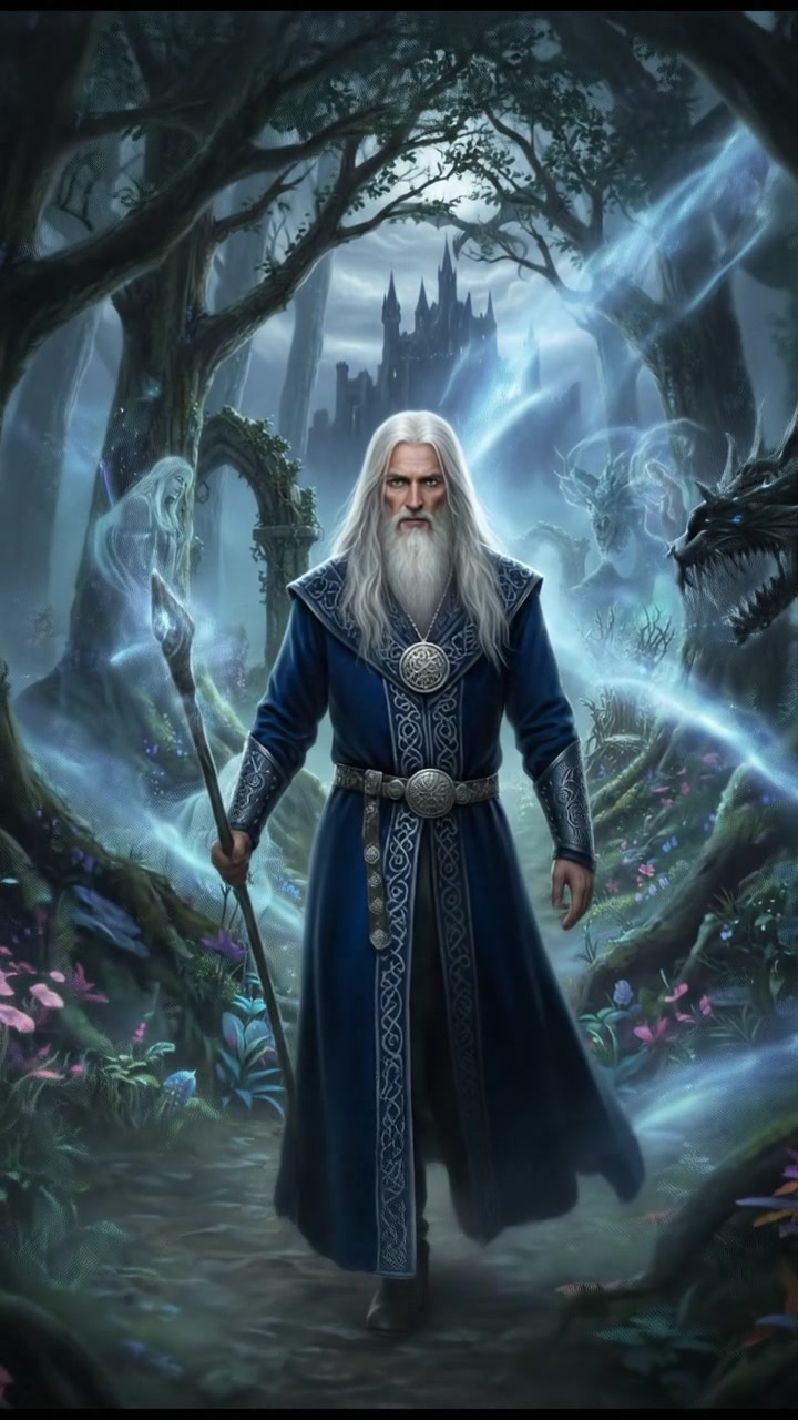 traveling through an enchanted forest where illusions test their heart and resolve