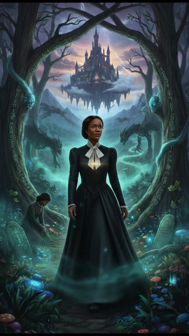 traveling through an enchanted forest where illusions test their heart and resolve