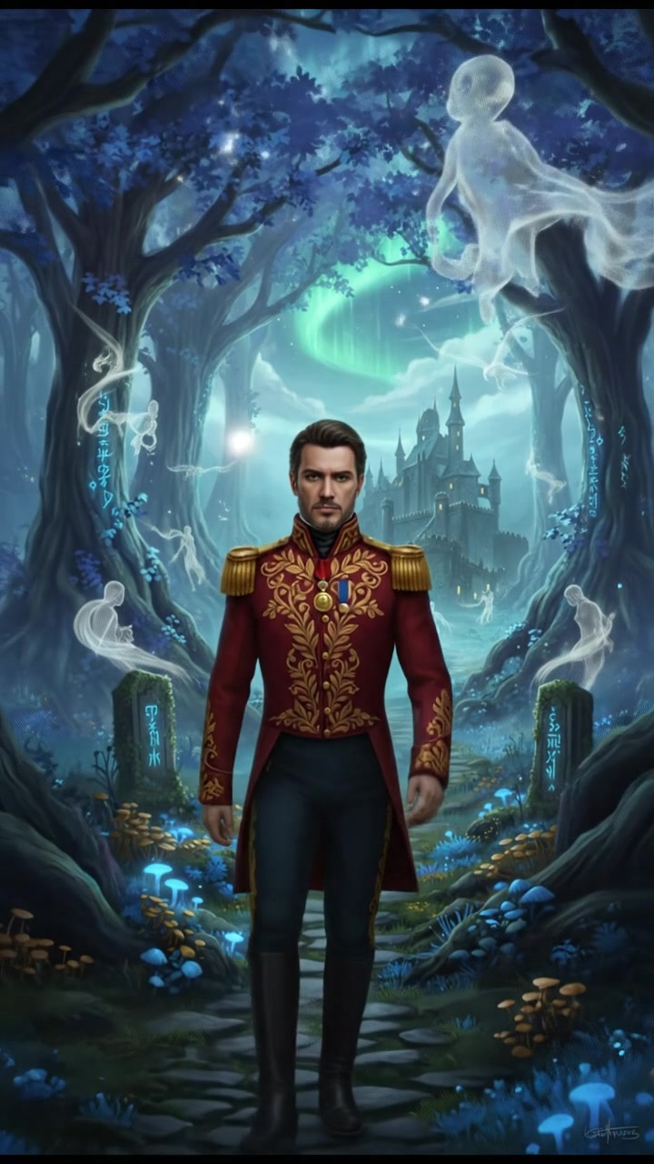 traveling through an enchanted forest where illusions test their heart and resolve