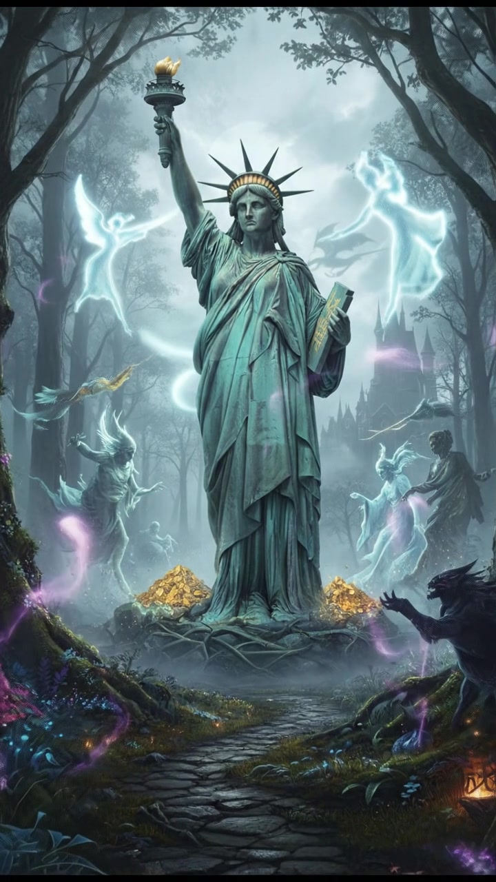 traveling through an enchanted forest where illusions test their heart and resolve