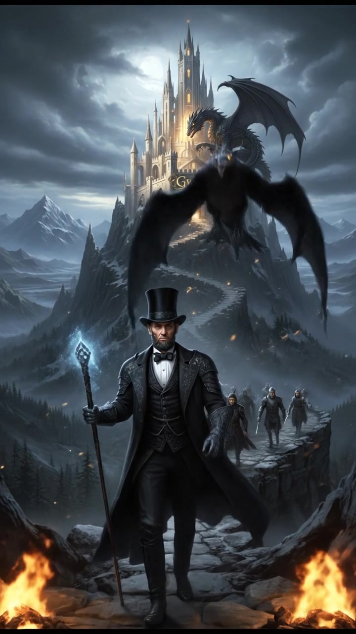 climbing a tall mountain toward a shining castle where their love is kept