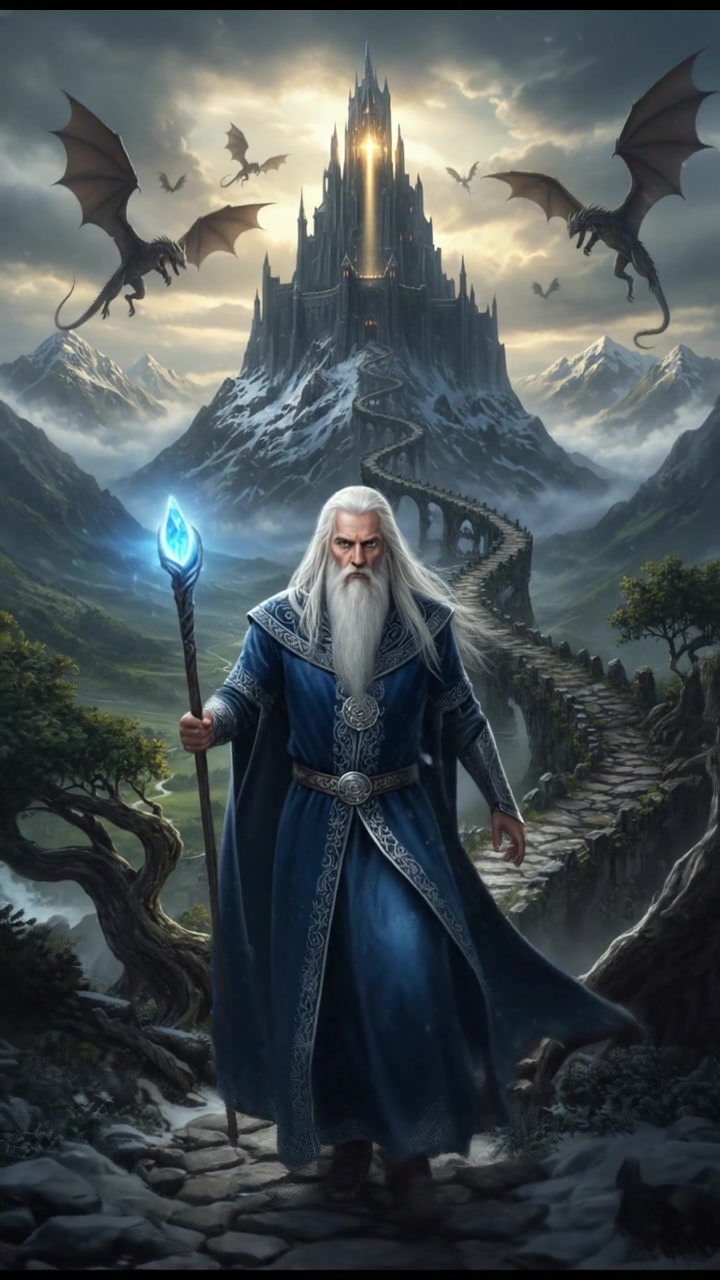 climbing a tall mountain toward a shining castle where their love is kept