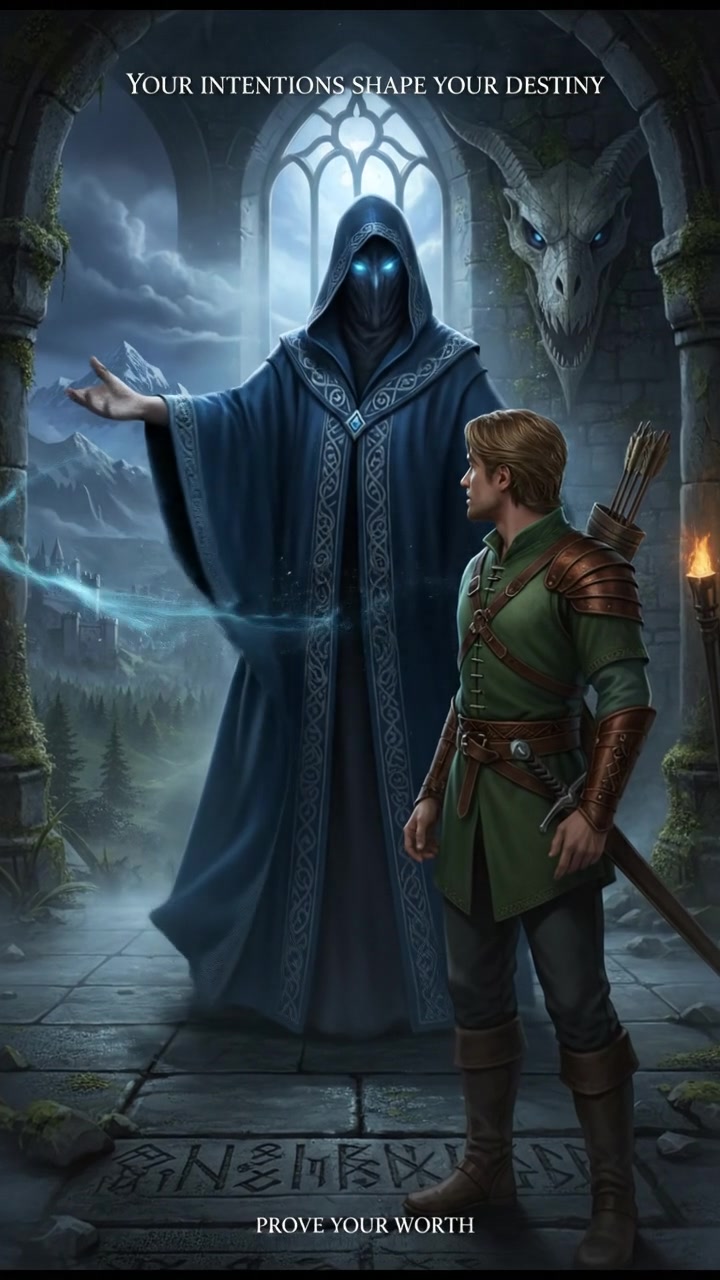 receiving guidance from a mystical being who challenges their intentions