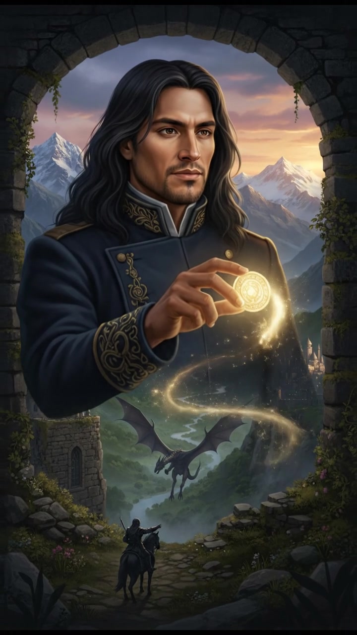 holding a glowing token or locket that leads them toward their lost love