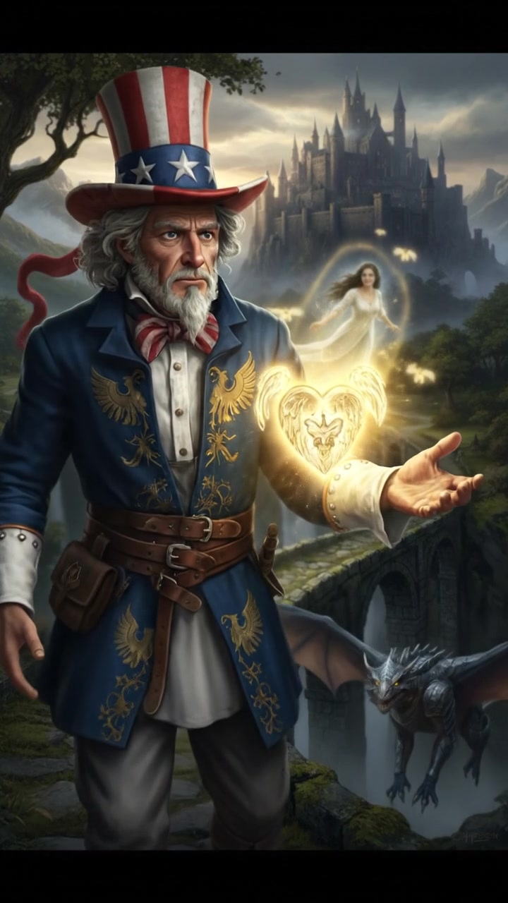 holding a glowing token or locket that leads them toward their lost love