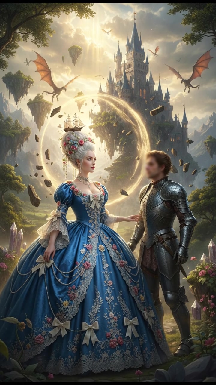 finally reaching their beloved surrounded by light, the world shifting around them