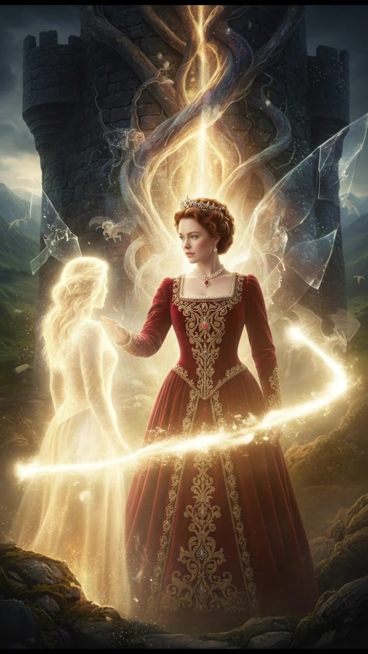 finally reaching their beloved surrounded by light, the world shifting around them