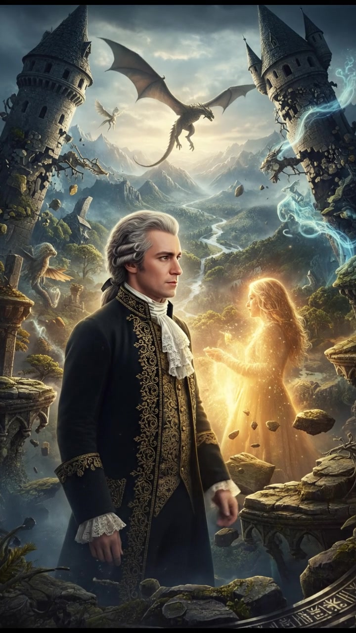 finally reaching their beloved surrounded by light, the world shifting around them