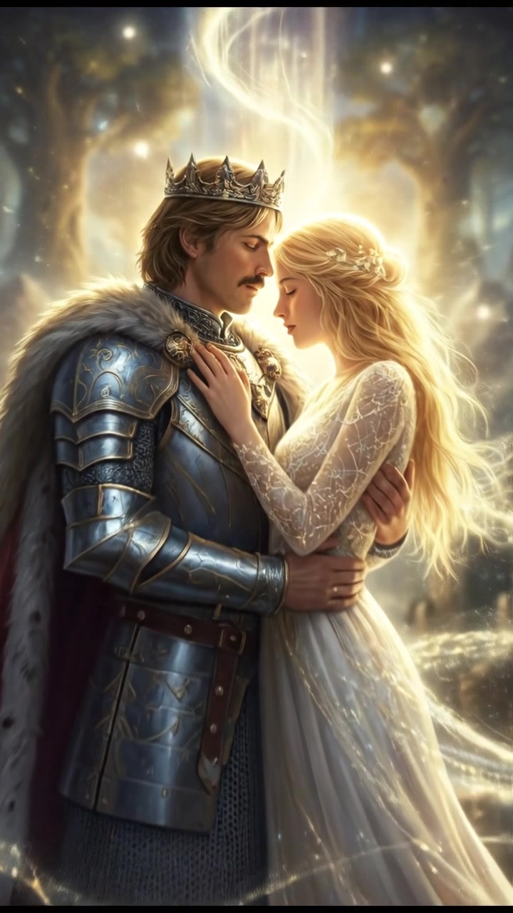 finally reaching their beloved surrounded by light, the world shifting around them