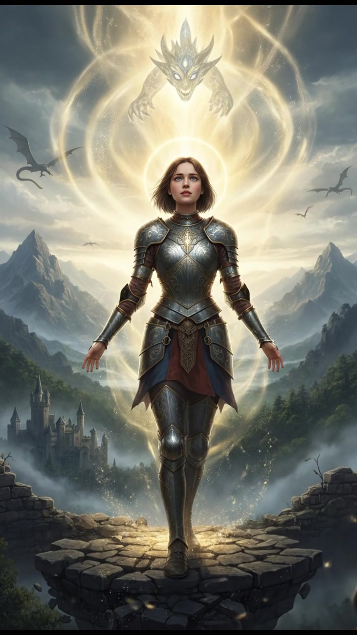 finally reaching their beloved surrounded by light, the world shifting around them