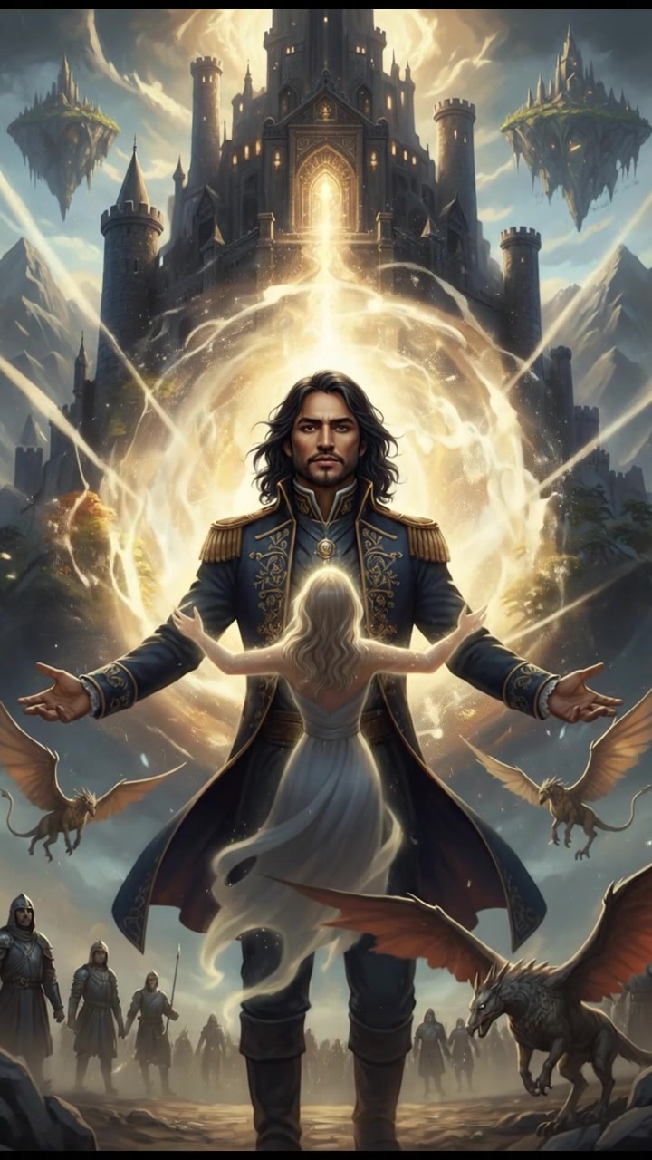 finally reaching their beloved surrounded by light, the world shifting around them