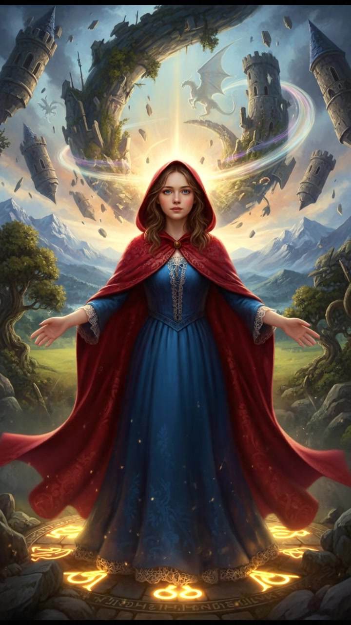 finally reaching their beloved surrounded by light, the world shifting around them