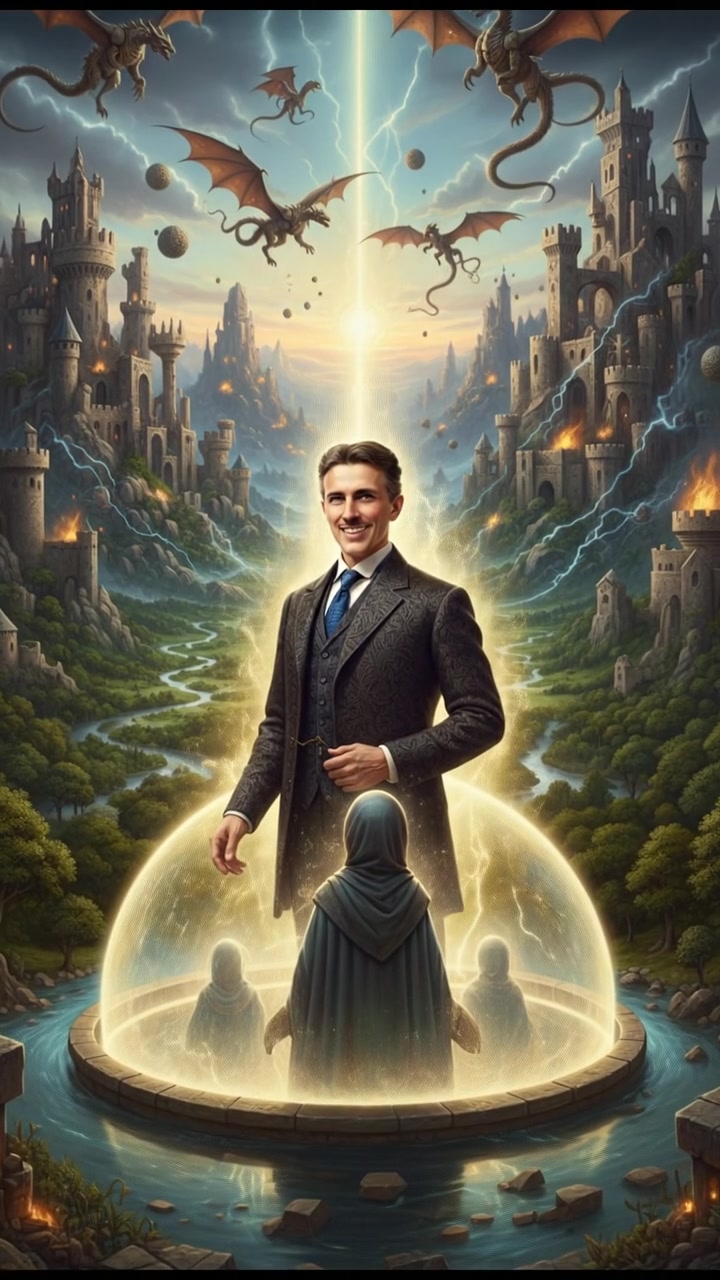 finally reaching their beloved surrounded by light, the world shifting around them