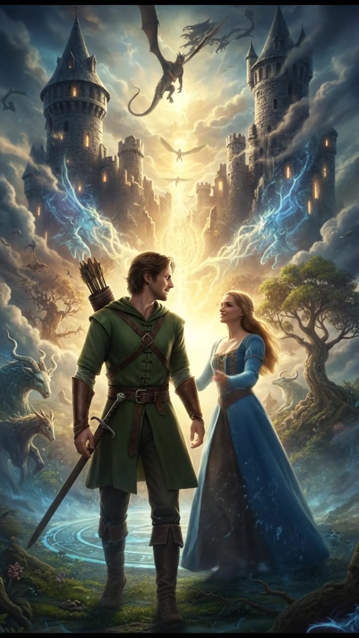 finally reaching their beloved surrounded by light, the world shifting around them