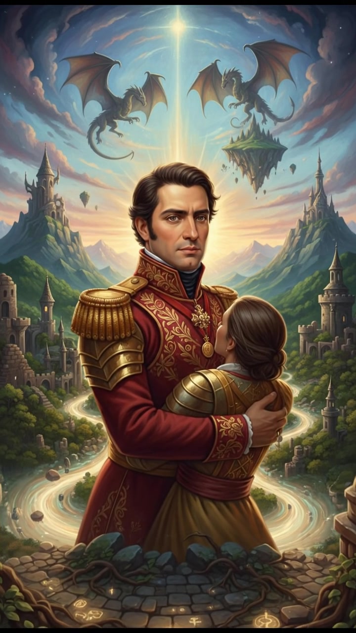 finally reaching their beloved surrounded by light, the world shifting around them