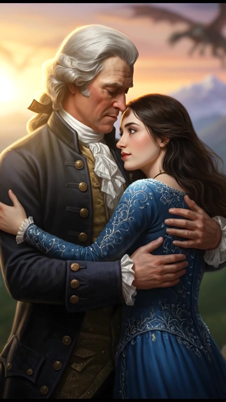 embracing at sunrise as the magic that separated them fades away