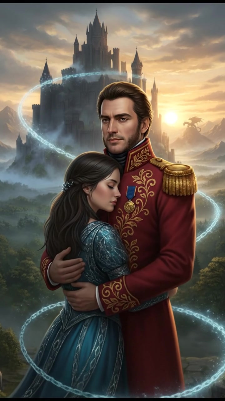 embracing at sunrise as the magic that separated them fades away