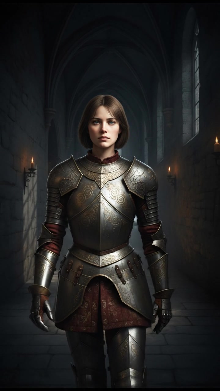 standing in a dimly lit hallway, shadows moving just beyond sight, suspenseful atmosphere