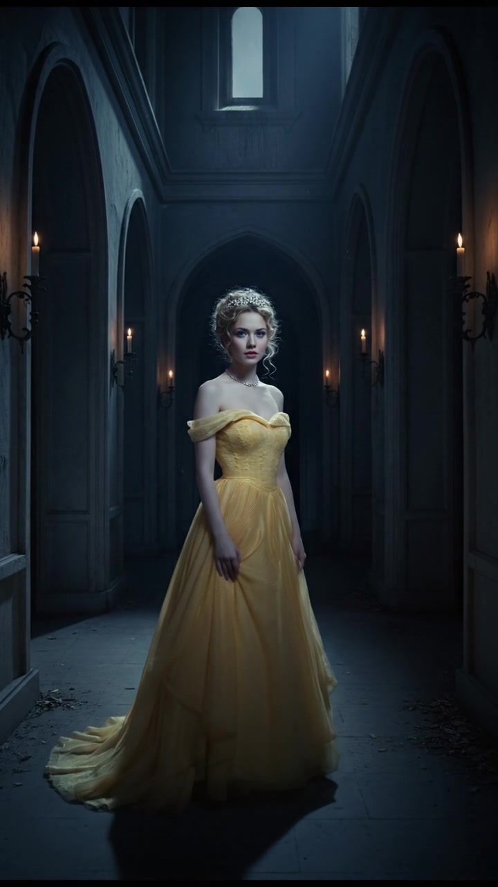 standing in a dimly lit hallway, shadows moving just beyond sight, suspenseful atmosphere